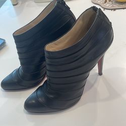 Christian Louboutin Orniron 100 pleated black leather ankle boots size 9-9.5