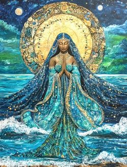 Yemaya Goddess of the Sea Orisha Wall Art Canvas🩵 Please Read Description