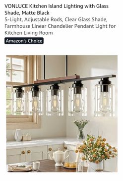 VONLUCE 5-Light Kitchen Island Pendant Chandelier