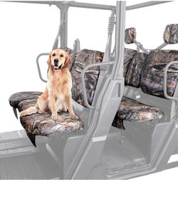 UTV Seat Covers Camo, Waterproof Repellent UTV Seat Cover Set w/Headrest Cover Compatible with Can Am Defender Front Two Doors Split Bench Se