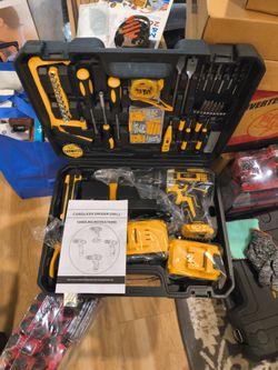 Cordless Drill Driver Tool Set with Case