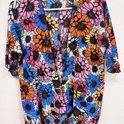 LuLaRoe Bianka Size 3 Floral Kimono Style Open Front Top
