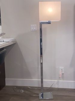 Modern Sleek Floor Lamp with the Slim Chrome Base and Rectangular or Round Shade H61.5”