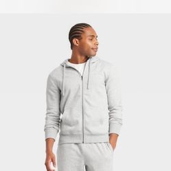 Men’s grey zip up Hooded Collared Sweatshirt from Goodfellow & Co Medium 