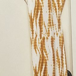 Women’s Mustard And White Maxi Summer Dress Small 