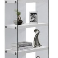 Monarch Specialities Glossy White 60" Bookcase With Glass Frame