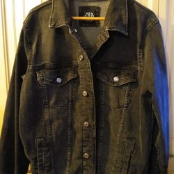 Men’s Black Washed Denim Jacket (large)