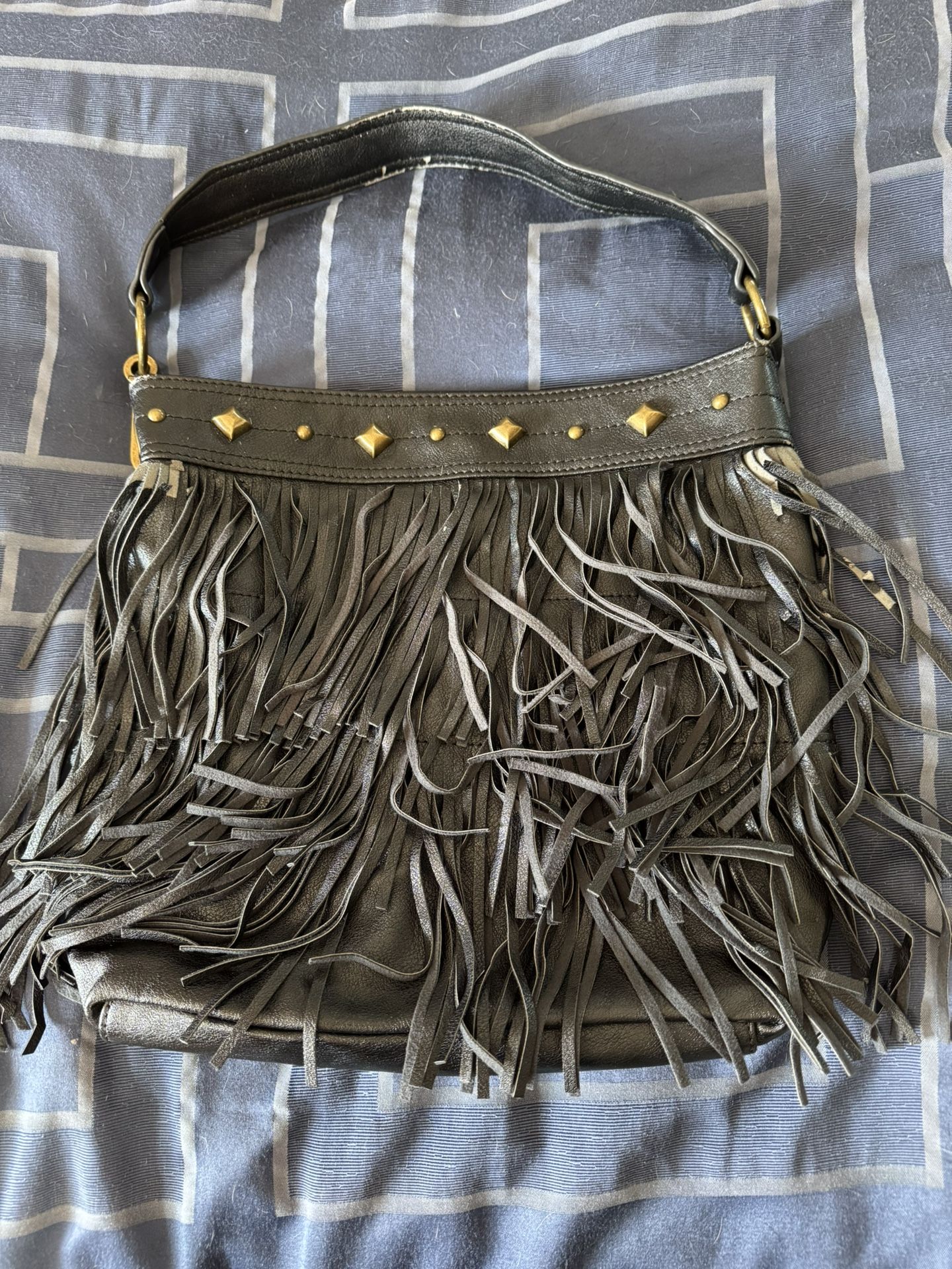 Carlos Santana Black Fringe Purse