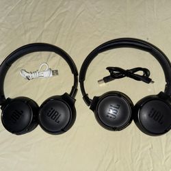 2 JBL Bluethooth Headphones Tune 500BT And 510BT in good working condition with charging cable $20 each