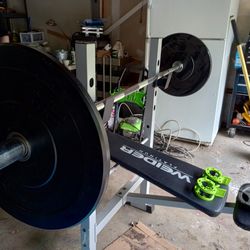 Adjustable Weight Bench With Bar Weights