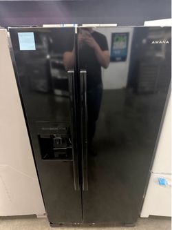 Amana refrigerator black 33 inch with ice and water