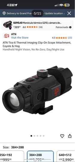 ATN Tico 6 Thermal Imaging Clip-On Scope Attachment, Coyote & Hog Handheld Night Vision, No Re-Zero, Day/Night Use