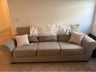3-Seat Beige Fabric Sofa