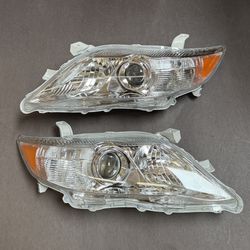 Pair Headlights Assembly 2010-2011Toyota Camry L LE SE XLE Projector Chrome Right Left Side