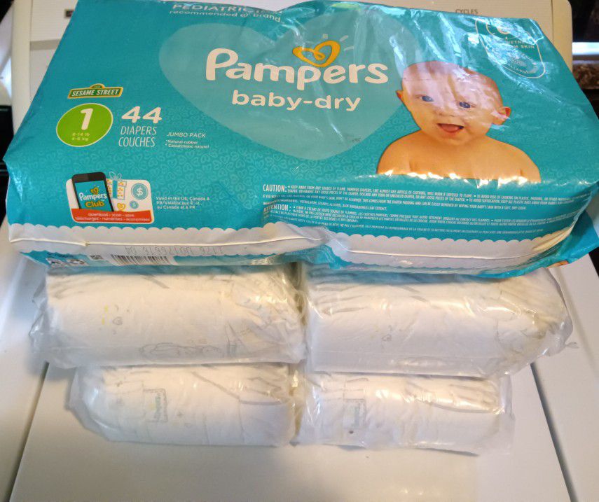 132 Diapers for $10 (Pampers Size 1)
