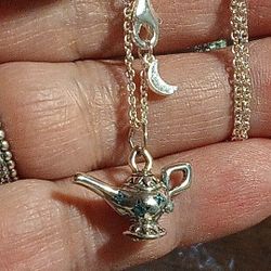 Pandora Disney Authentic Brand New Sterling Silver Princess Jasmines Aladdins Magic Lamp Necklace 20.7 Adjustable 