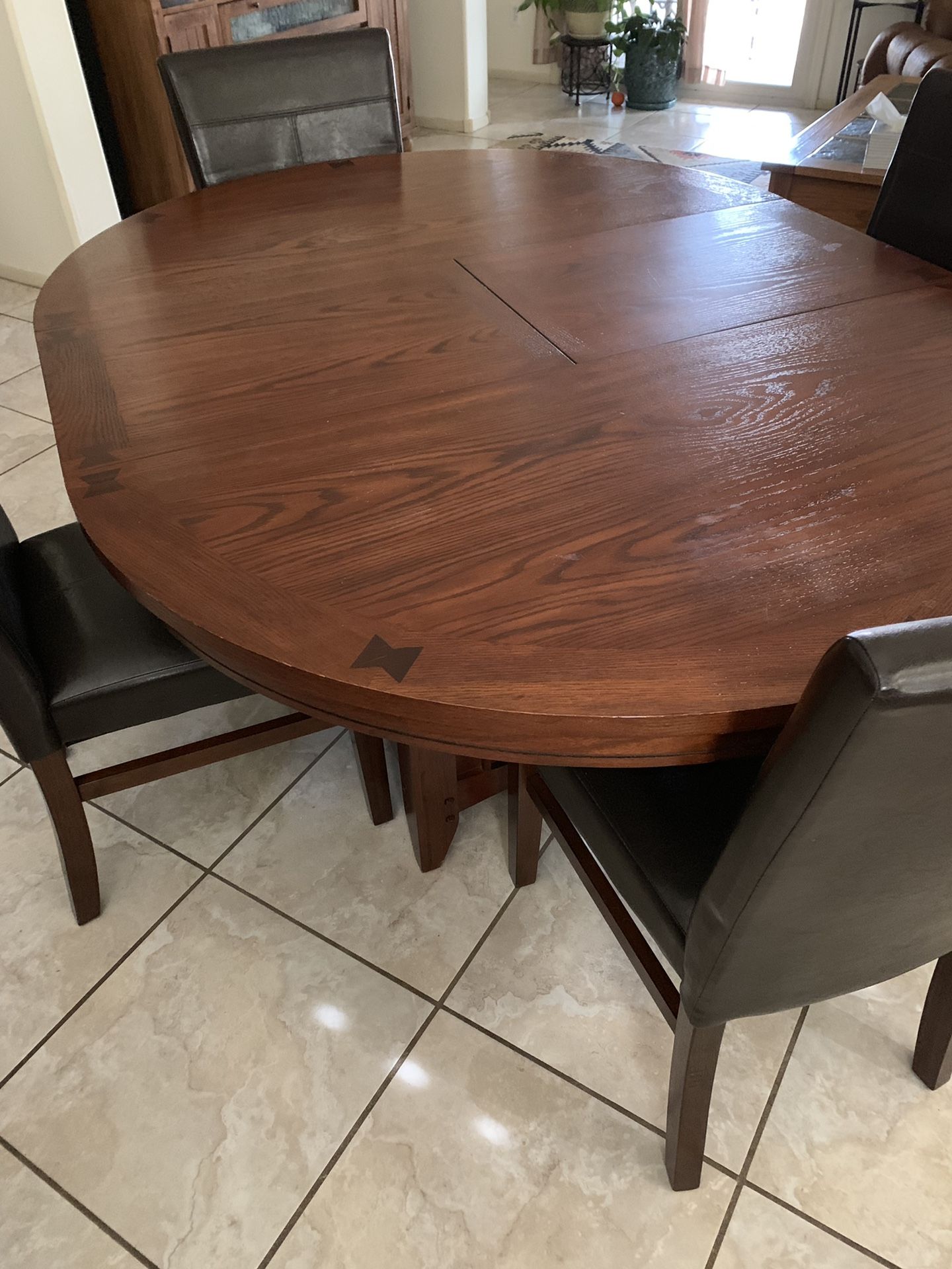 Solid wood dining table with chairs