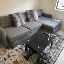 Living Room Set – Sectional Couch, Coffee Table & Rug