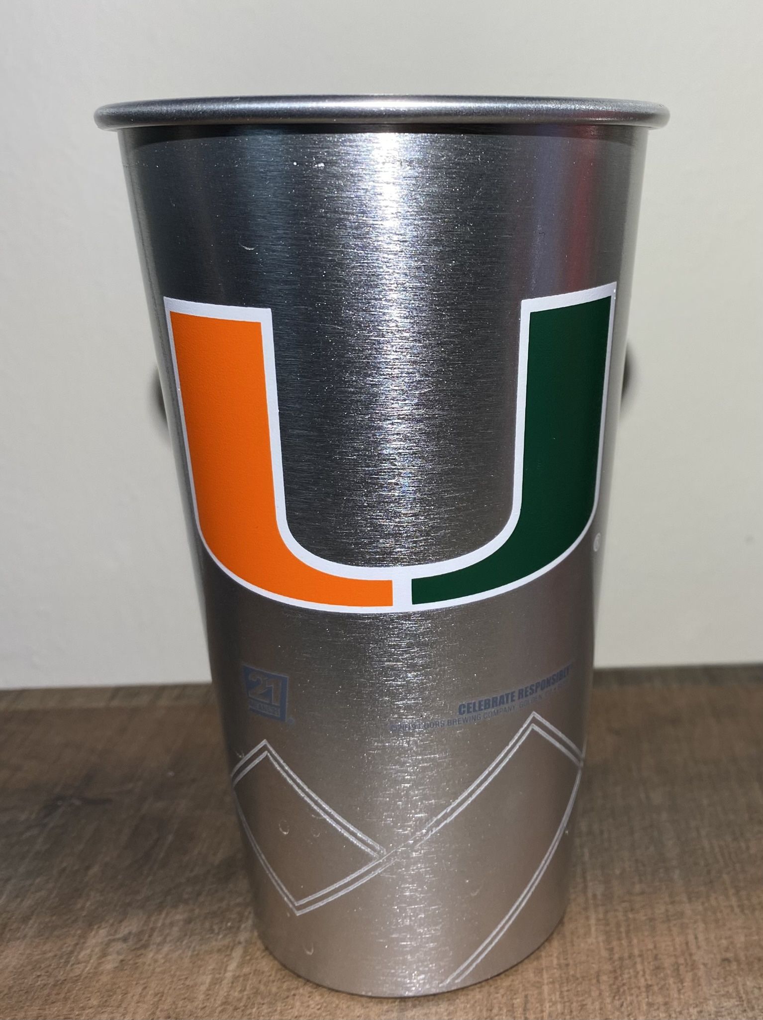 Coors Light/Miami Hurricane Football 22 OZ Aluminum Cup - 24 Cups