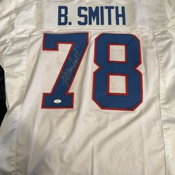 BRUCE SMITH SIGNED BUFFALO BILLS CUSTOM JERSEY JSA COA