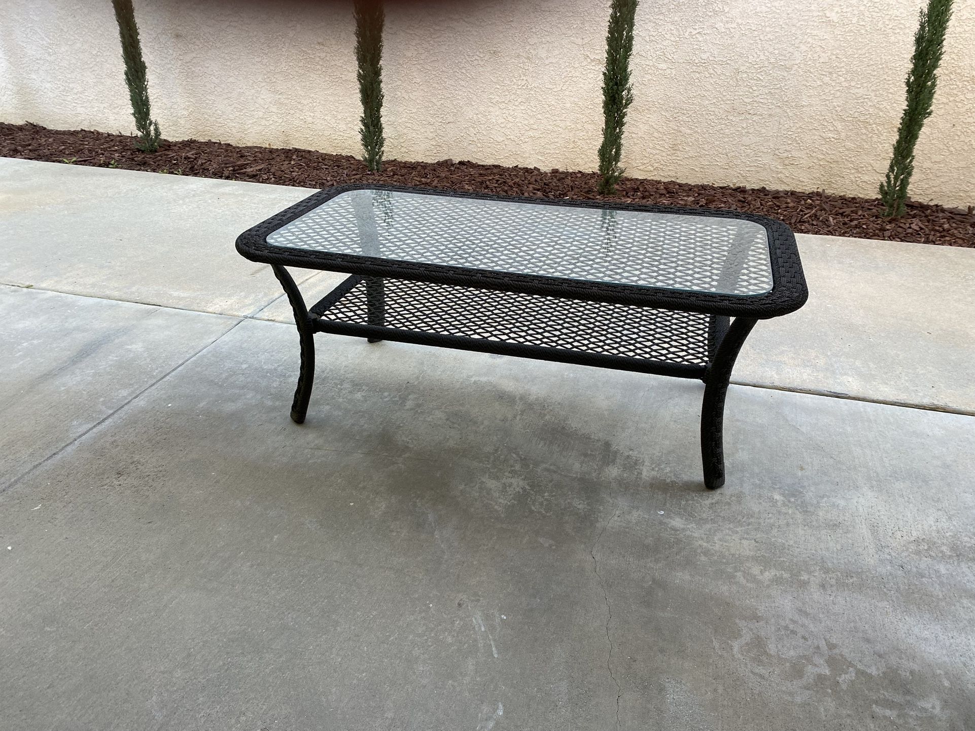 Glass Wicker Outdoor Table
