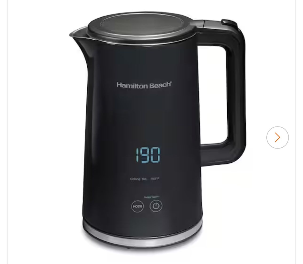 7-Cup Black Corded Electric Kettle with Cool Touch