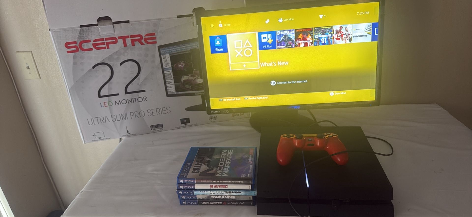 PS4 Shooter Bundle: Console, New 22” Monitor, 6 Games (CoD/Destiny/Tomb Raider) + Controller! $420