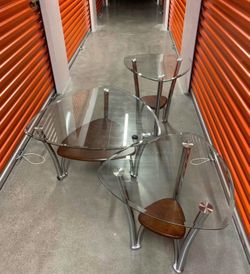 2 L/R Glass Side Tables With Matching Cocktail Table