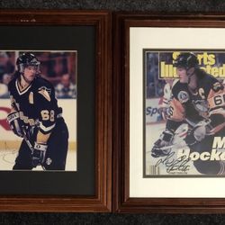 Mario Lemieux and Jaromir Jagr Pittsburgh Penguins Framed Autographed Photos