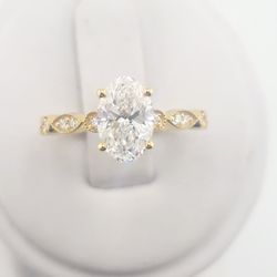14k gold oval lab diamond engagement ring