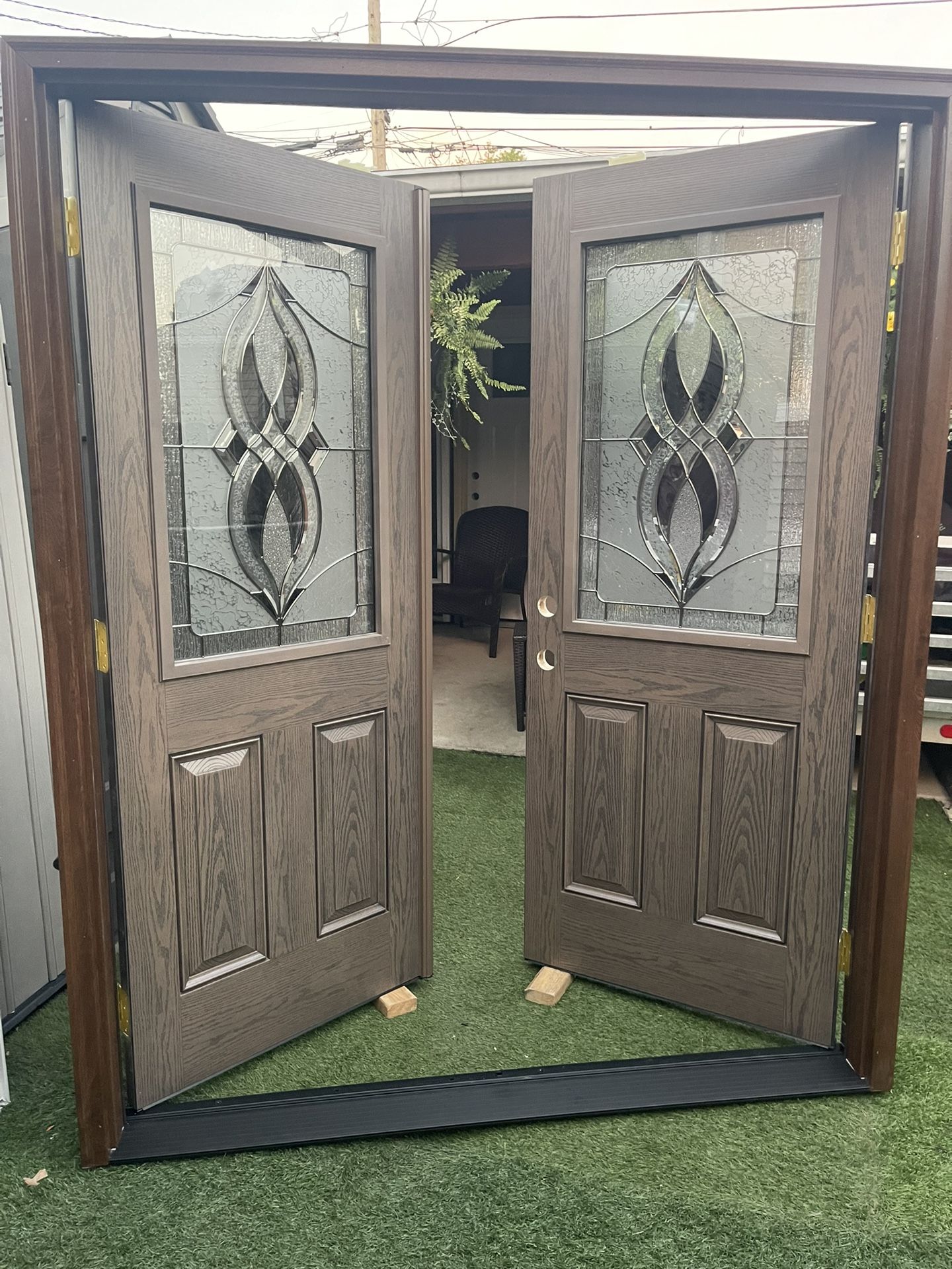 New Double Door Fiberglass Size W 66 H 81.3/4 Right Hand Inswing Open First Or Patio Door New $1950