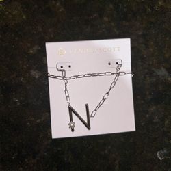 Kendra Scott Initial Pendant Necklace Silver 