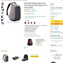 $65 New New XD Design Bobby Original Anti-Theft Laptop USB Backpack Grey 