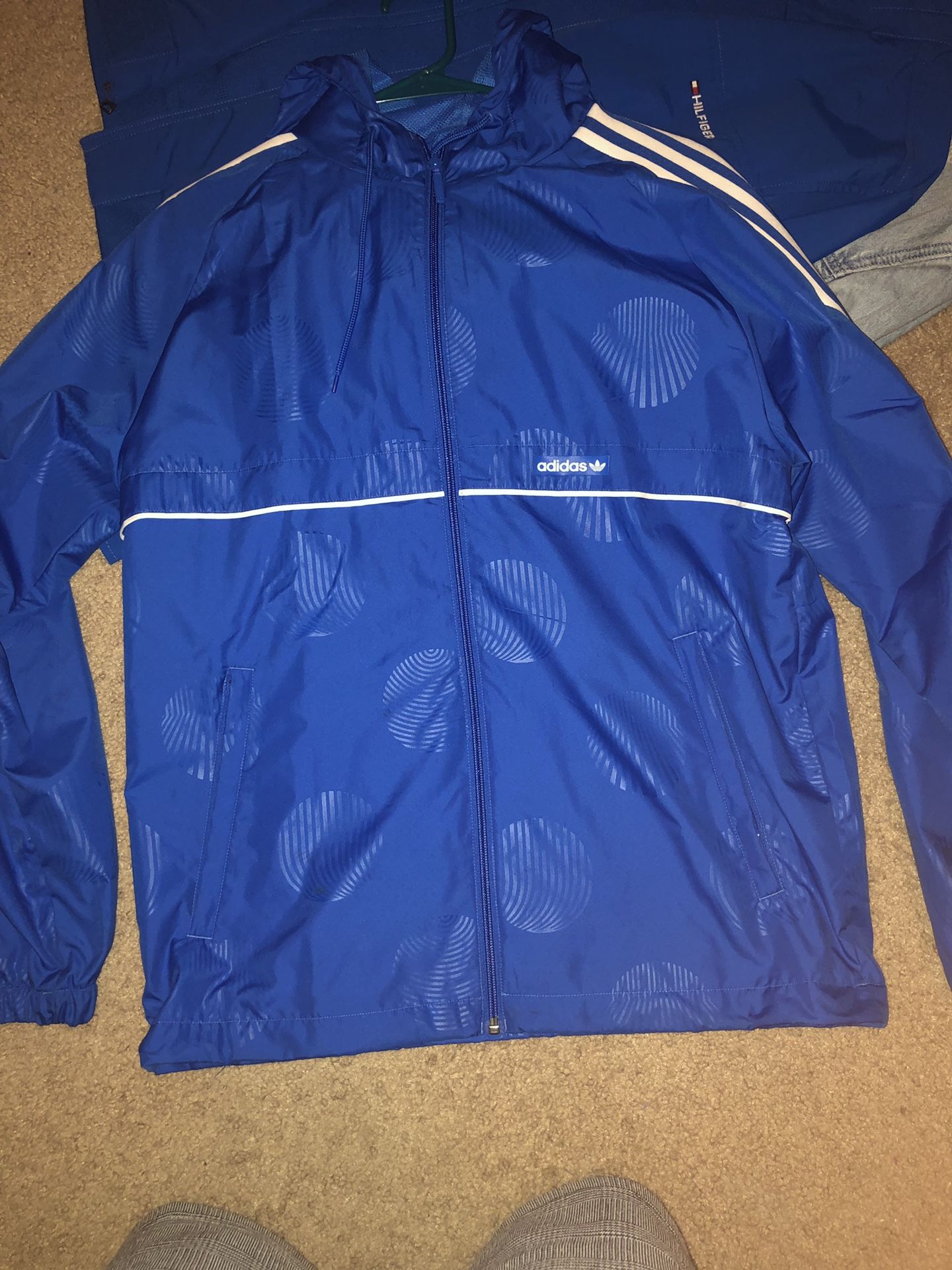 Adidas windbreaker jacket with hoodie