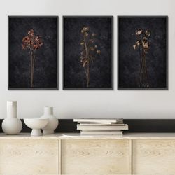 Botanical Flower Wall Art - 3 Frames