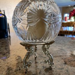 Vintage Crystal Round Candle Holder with Base!