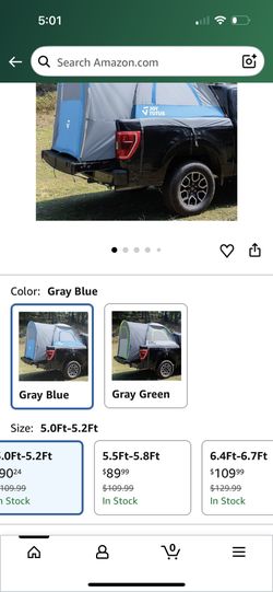 JOYTUTUS Truck Tent with Rainfly 6.5Ft, Straight Spacious Truck Bed Tent with Sky View Mesh, Waterproof PU2000mm Double Layer for 2 Person, Gray Blue