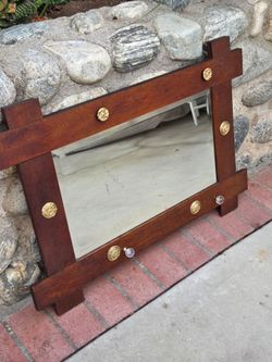 Vintage mission Style mirror oak