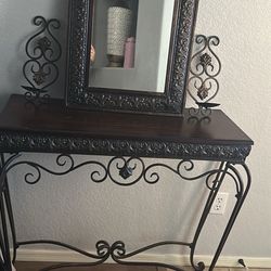 Entry Table, Mirror  With Matching Sconces 
