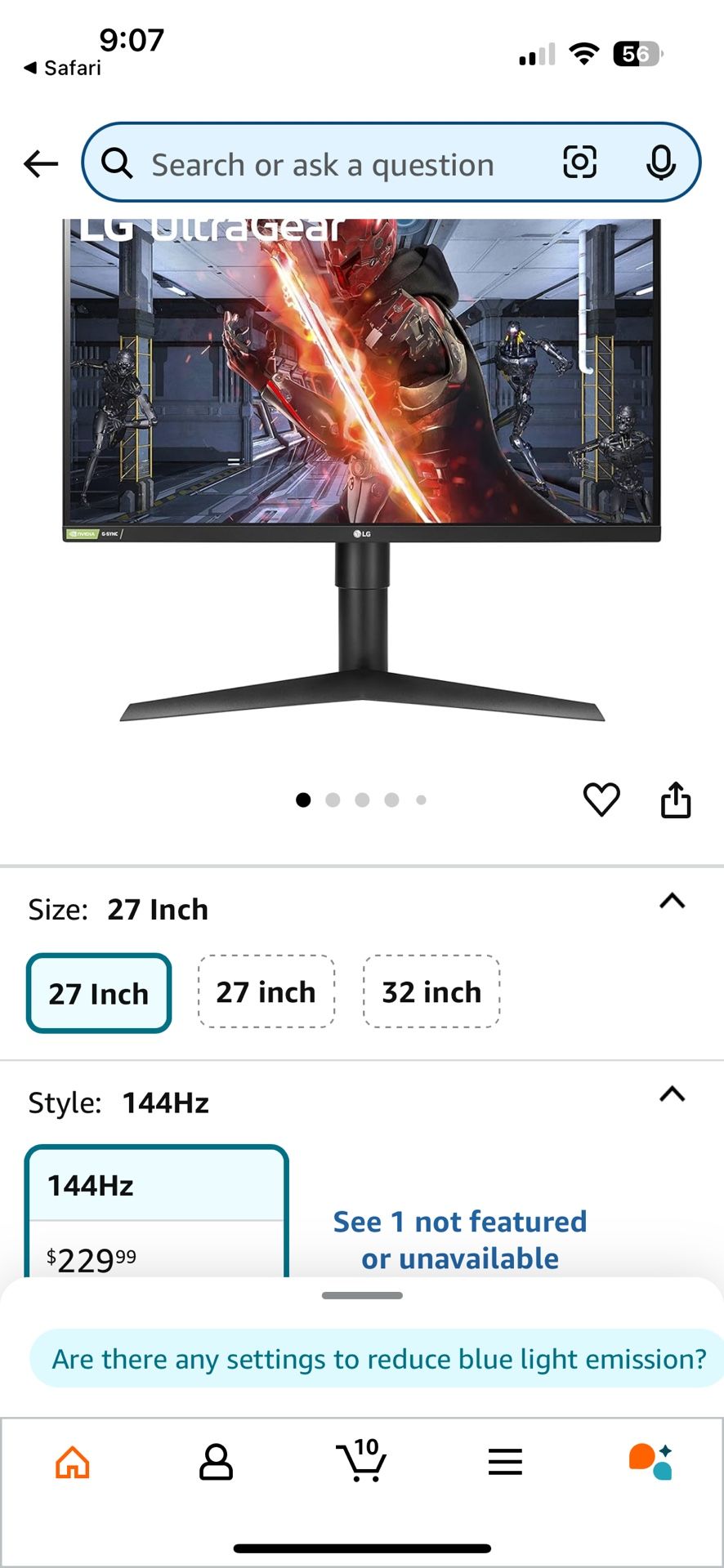 LG 144hz 27 In Monitor