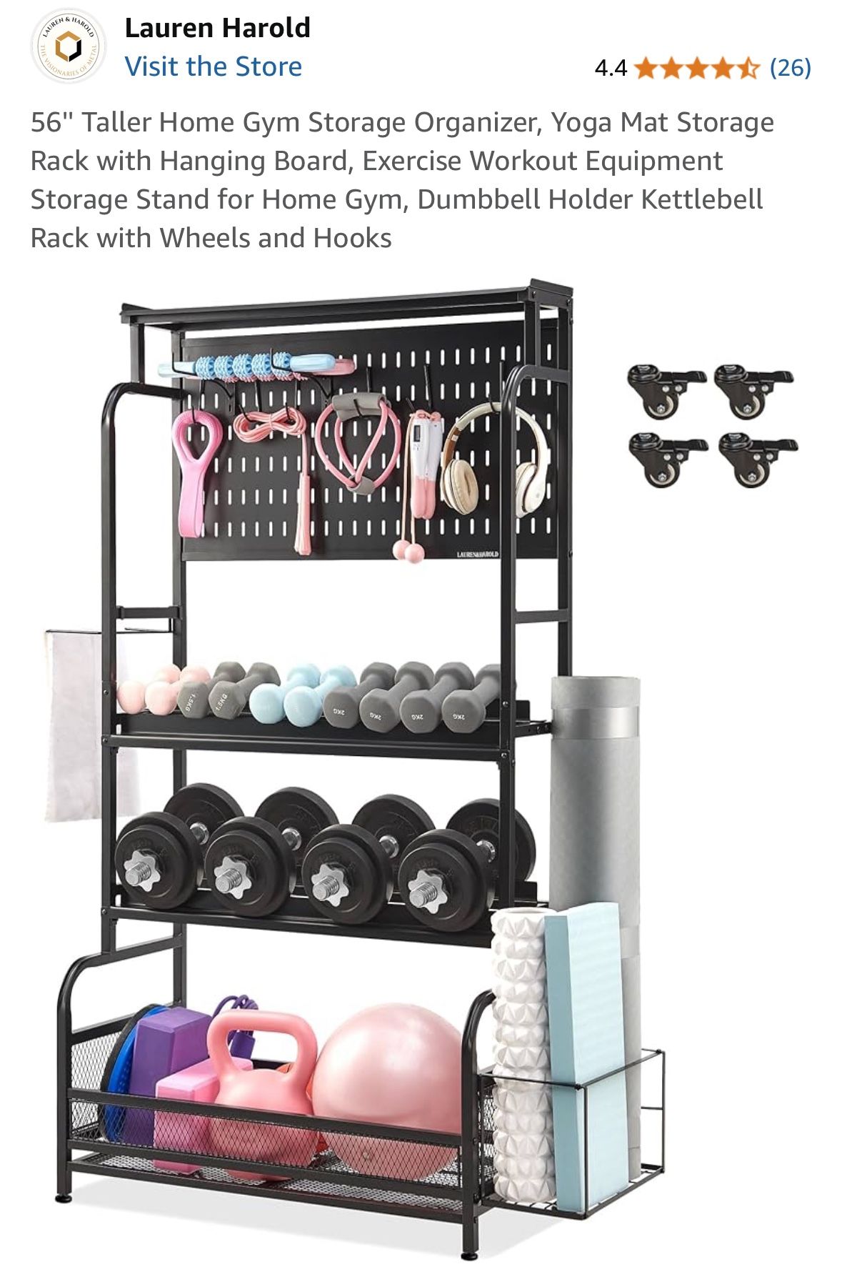 56'' Taller Home Gym Storage Organizer
