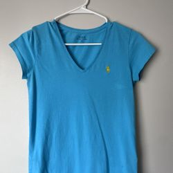Polo Ralph Lauren Blue V‑Neck Tee – Size S