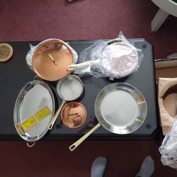 New In Box 8-PC. COPPER COOKWARE SET