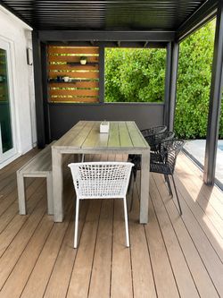 Crate & Barrel Outdoor Dining Set – Table, Bench & 5 Chairs