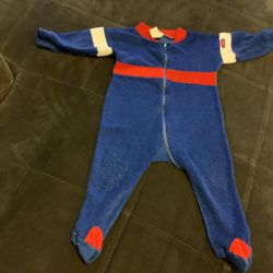 VINTAGE ONE PIECE vintage Terry Zip Up Footed One Piece