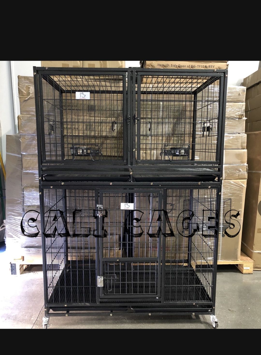 Double Stackable Dog Pet Cage Kennel Size 43 With Divider And Non