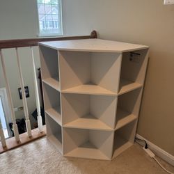 White Wood Corner Shelf Unit