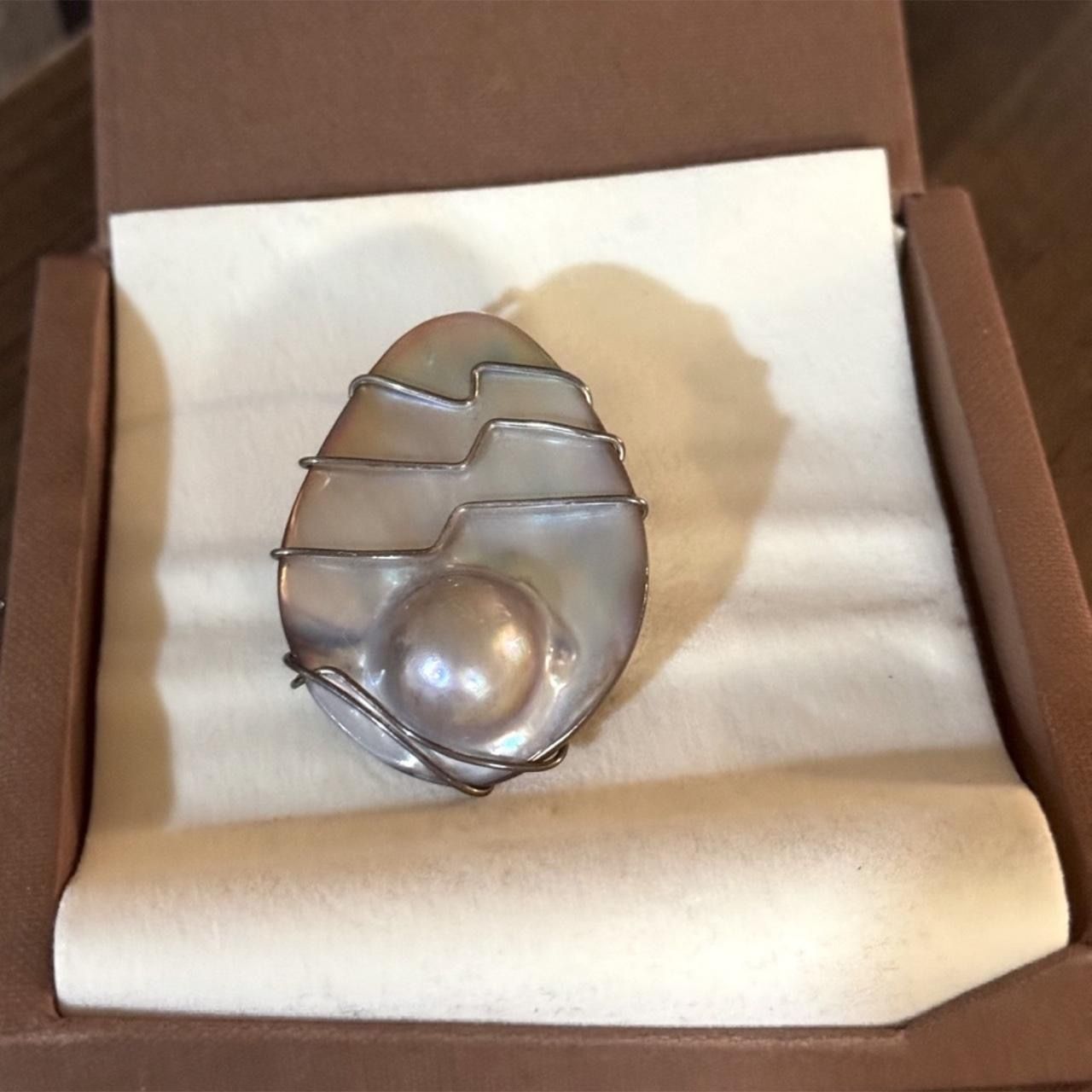 LIGHT BEING JEWELS Artisan Made Mabe Blister Pearl & .925 Silver Wrapped Pendant
