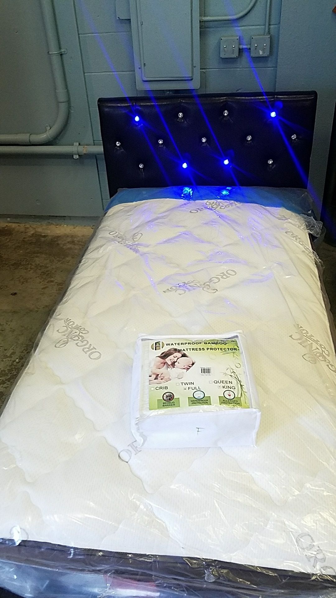 Twin bed with beautiful LED light