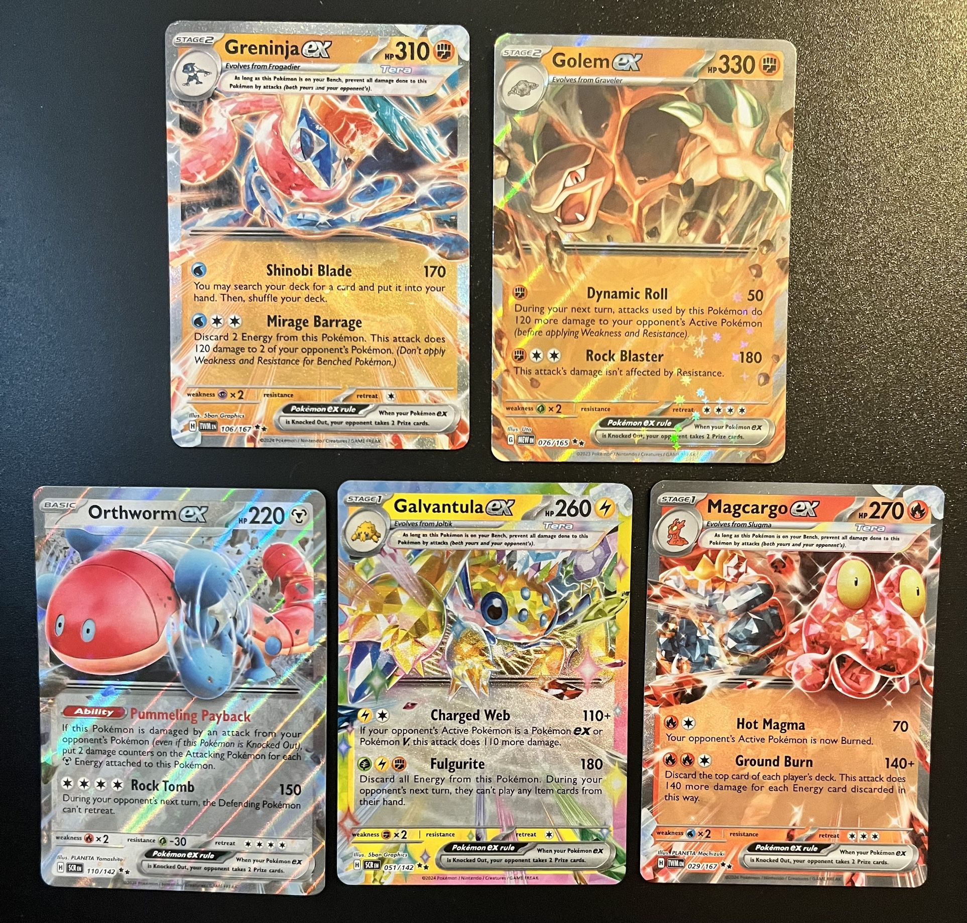 5 Pokemon Greninja Ex #106 Golem Ex #76 Magcargo Ex #29 Galvantula Ex #51 Orthoworm Ex #110
